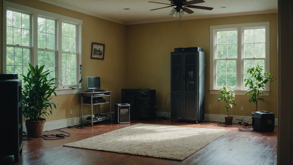 Water damage restoration technician extracting floodwater from a Tyler, TX home using truck-mounted equipment